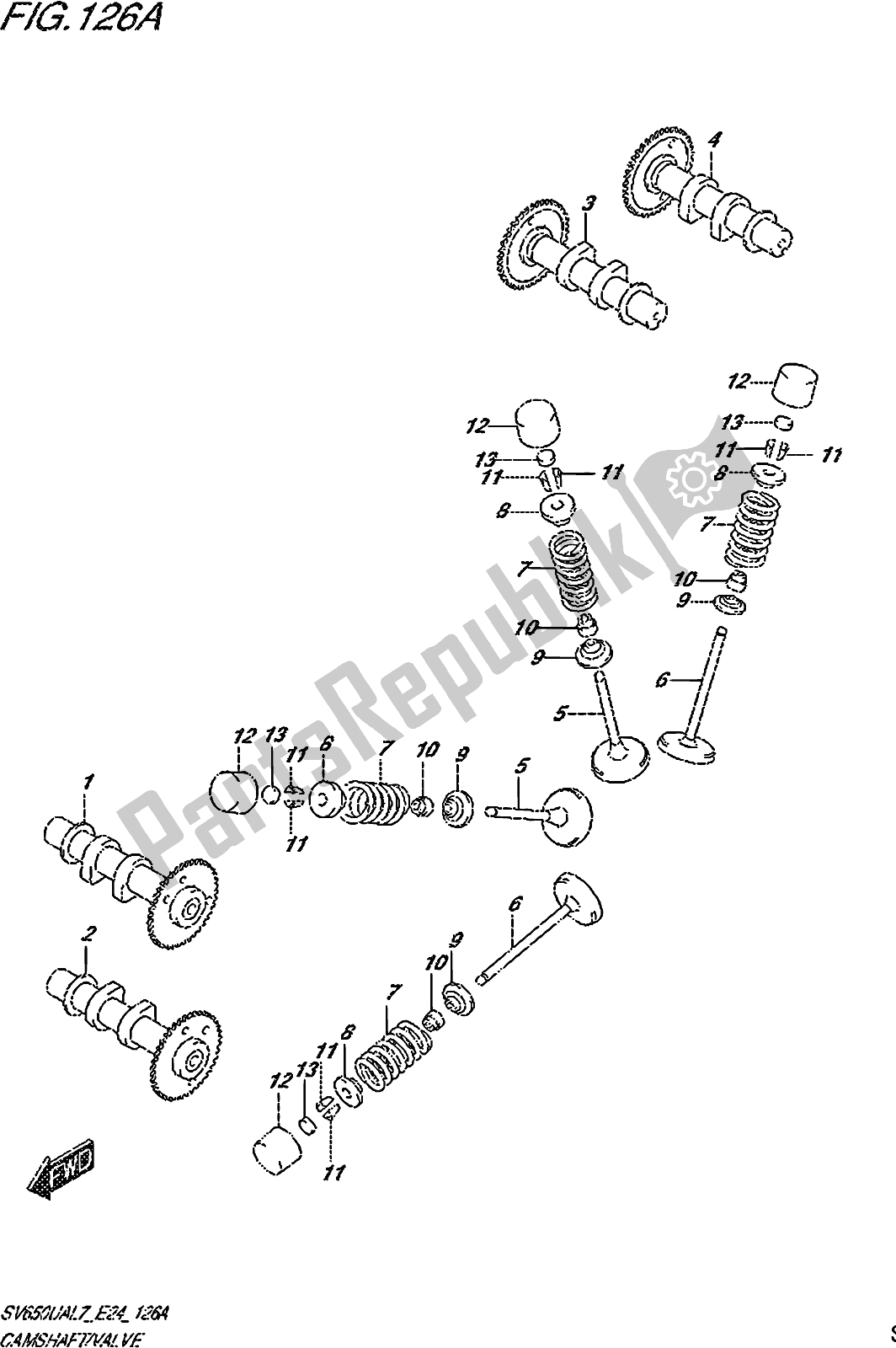 Wszystkie części do Fig. 126a Camshaft/valve Suzuki SV 650 UA 2017