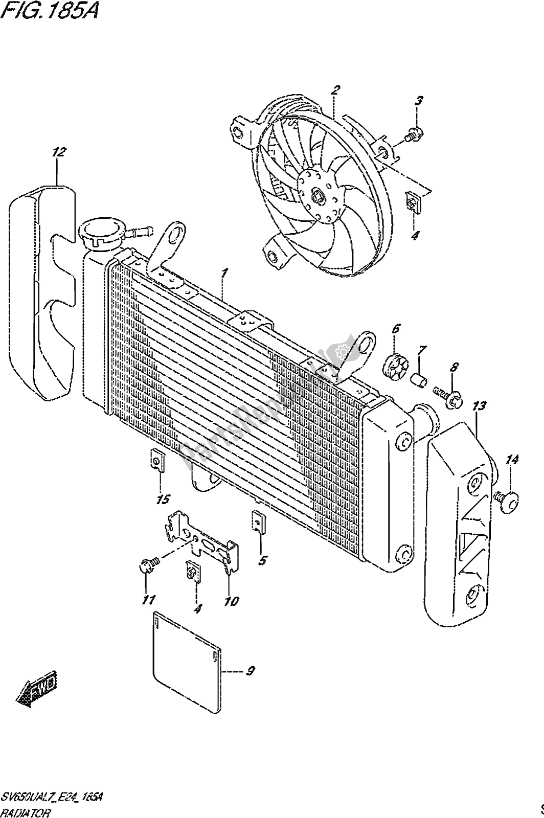 Wszystkie części do Fig. 185a Radiator Suzuki SV 650 UA 2017