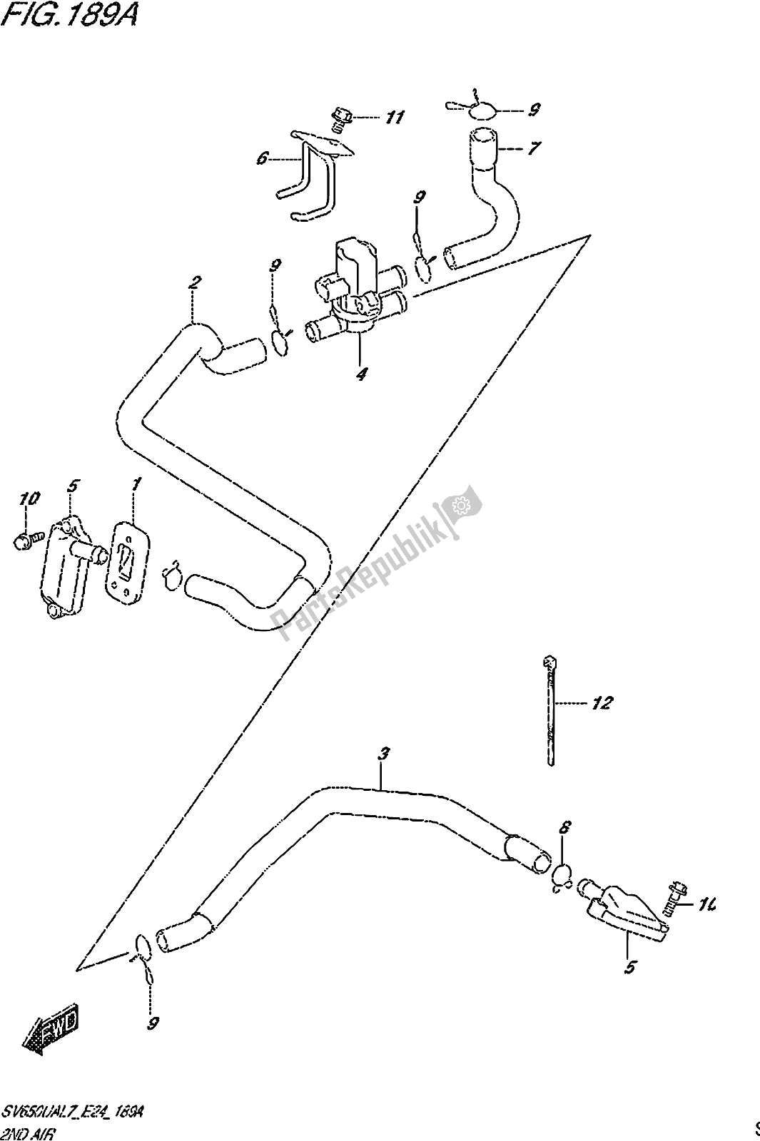 All parts for the Fig. 189a 2nd Air of the Suzuki SV 650 UA 2017