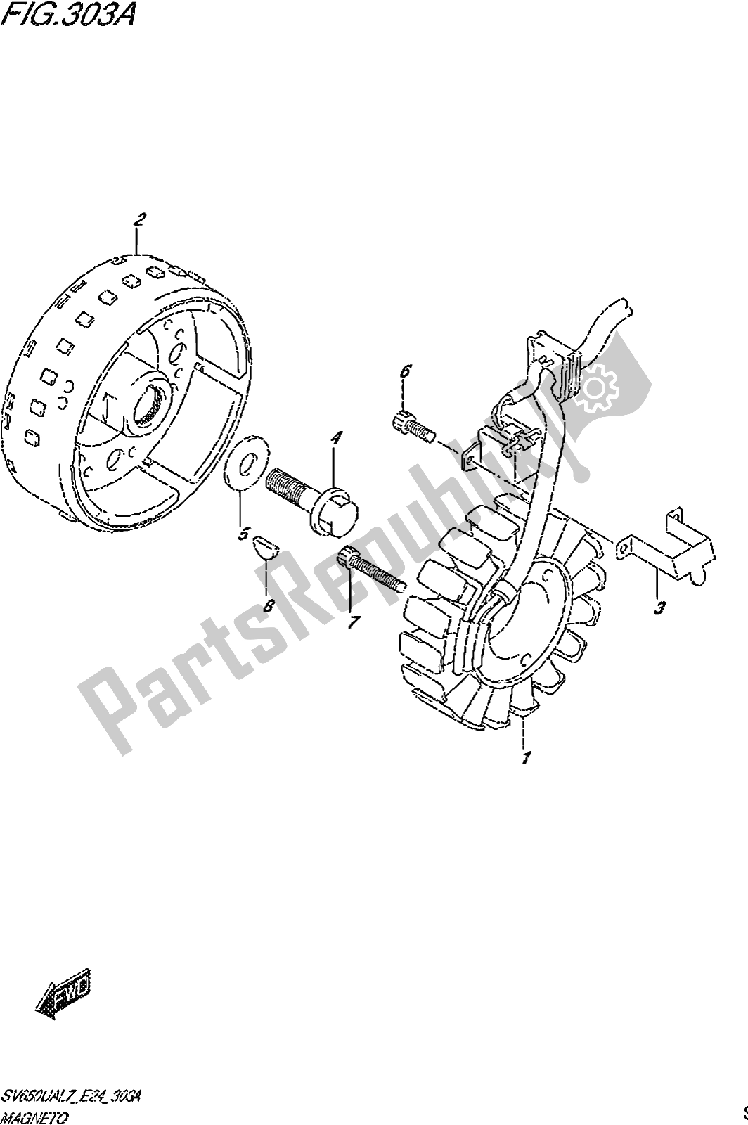 Alle onderdelen voor de Fig. 303a Magneto van de Suzuki SV 650 UA 2017