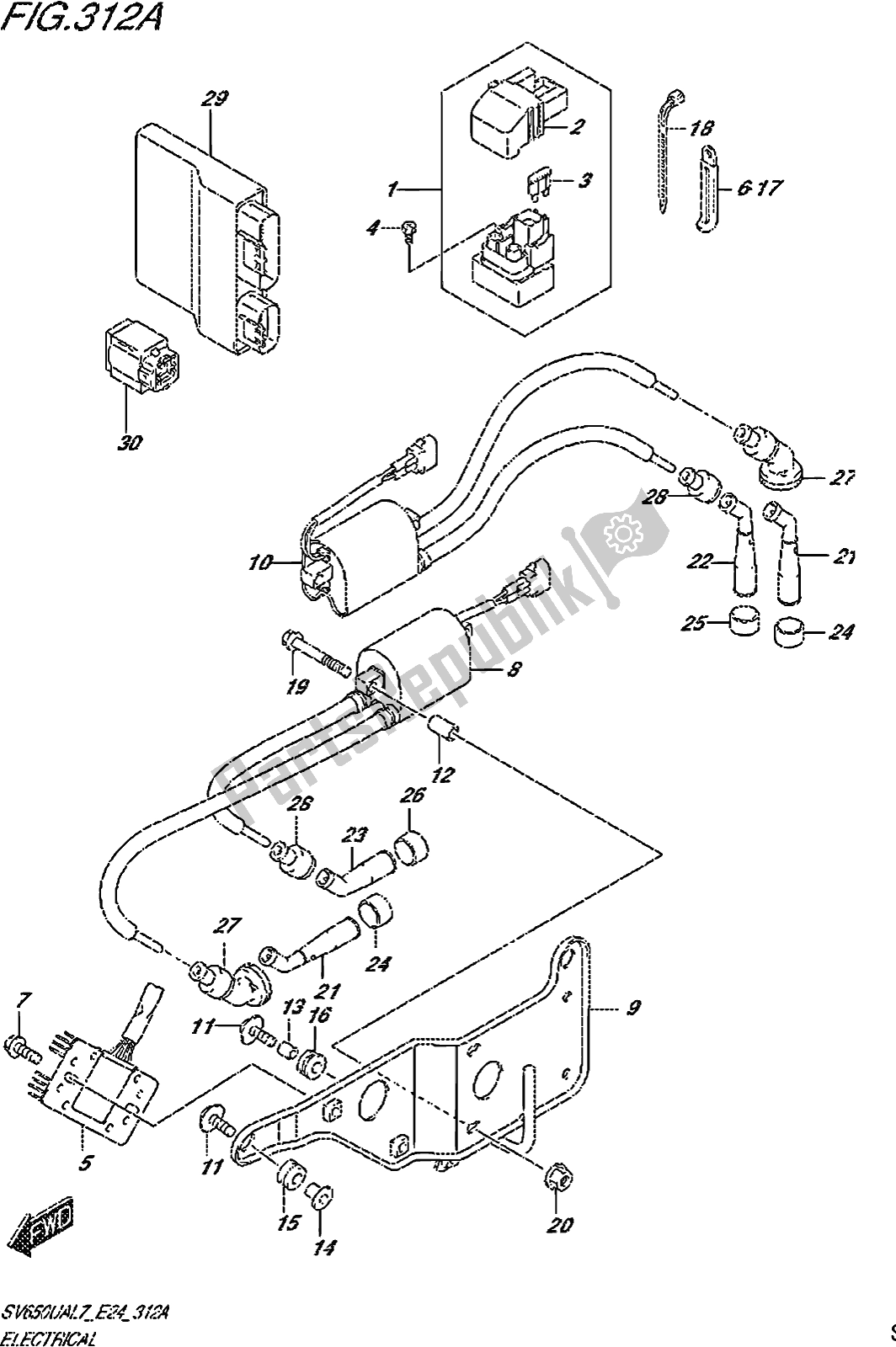 All parts for the Fig. 312a Electrical of the Suzuki SV 650 UA 2017