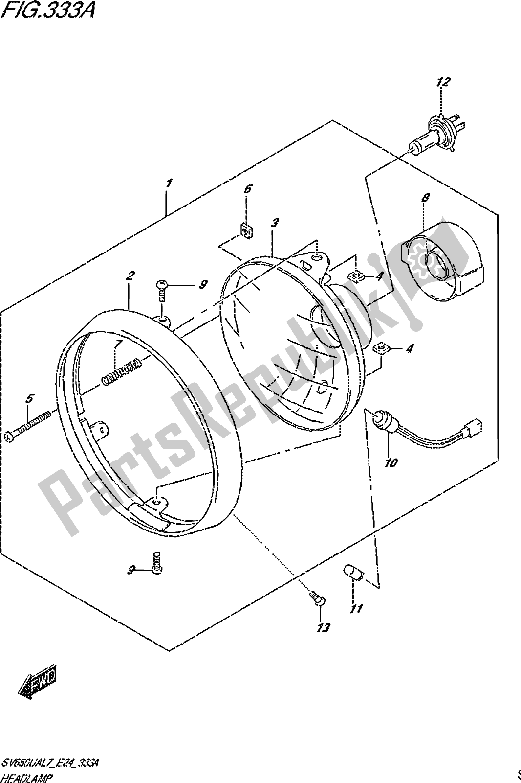 Todas las partes para Fig. 333a Headlamp de Suzuki SV 650 UA 2017