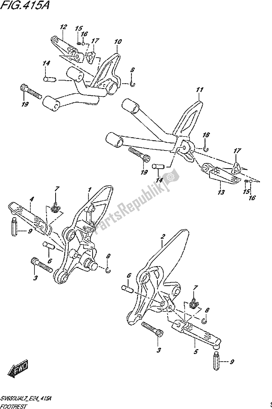 Todas as partes de Fig. 415a Footrest do Suzuki SV 650 UA 2017