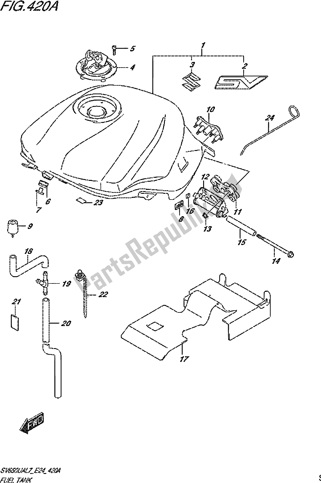 Wszystkie części do Fig. 420a Fuel Tank (ykv) Suzuki SV 650 UA 2017