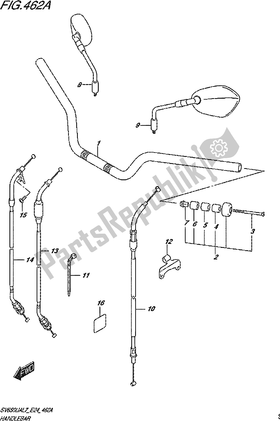 Alle onderdelen voor de Fig. 462a Handlebar van de Suzuki SV 650 UA 2017