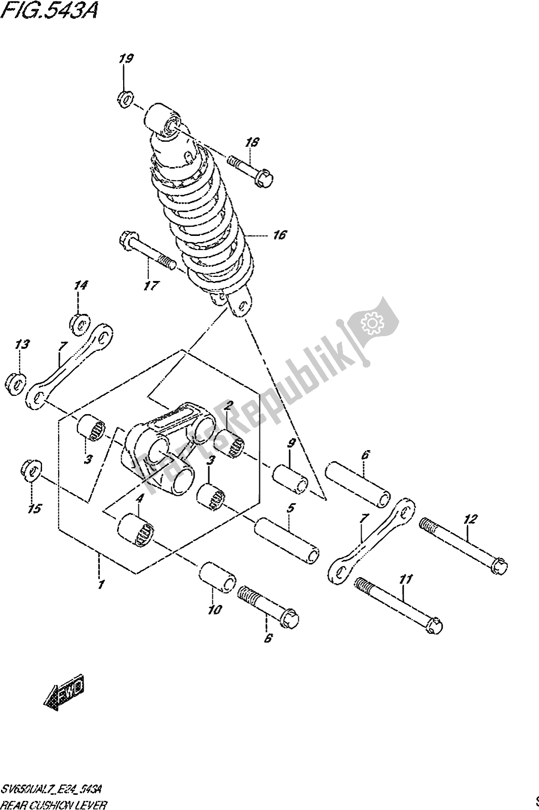 Todas as partes de Fig. 543a Rear Cushion Lever do Suzuki SV 650 UA 2017