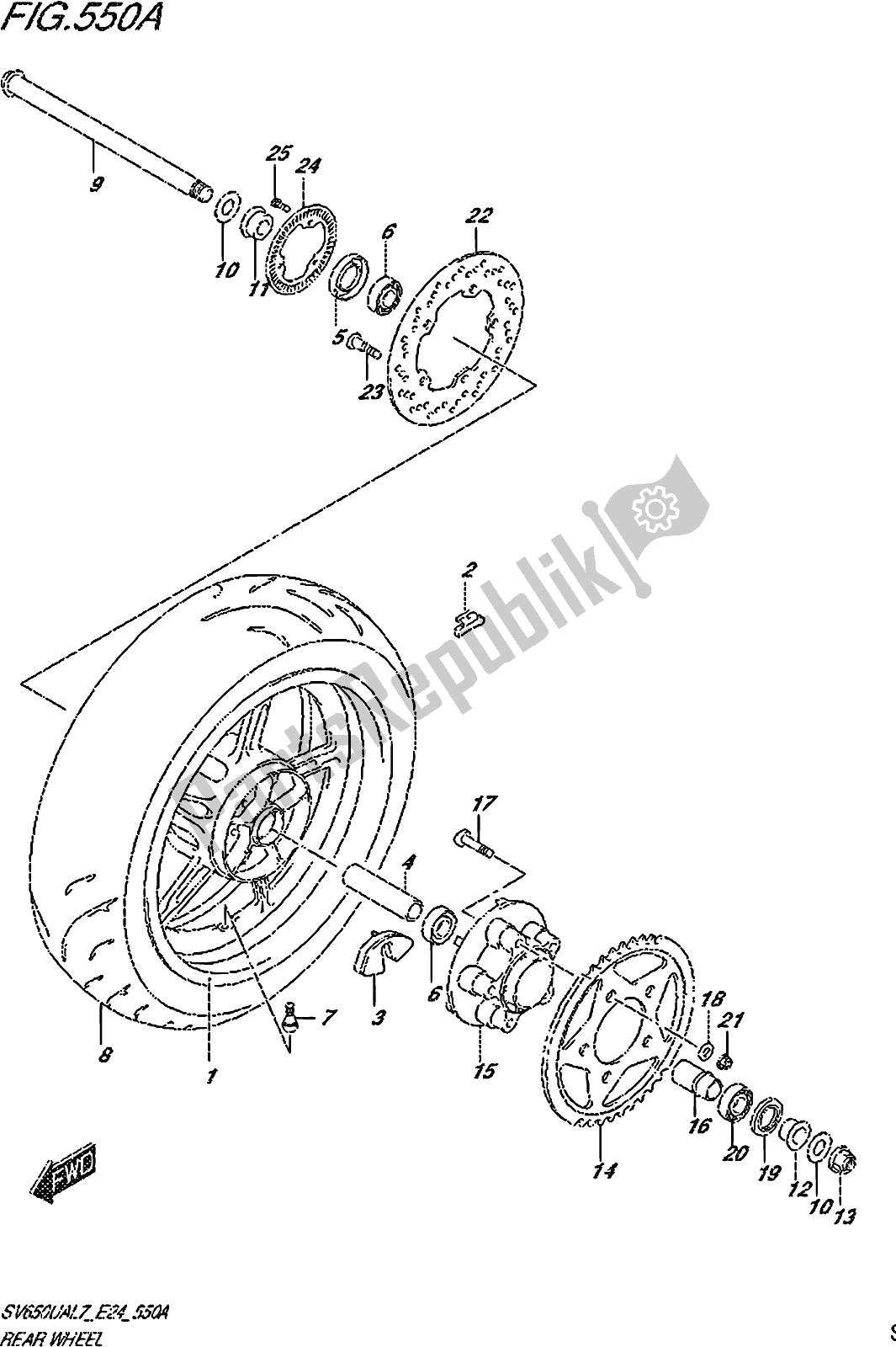 Wszystkie części do Fig. 550a Rear Wheel Suzuki SV 650 UA 2017