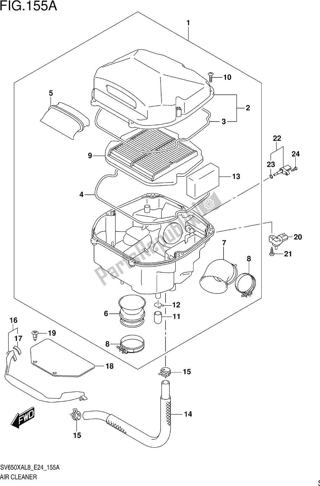 Tutte le parti per il Fig. 155a Air Cleaner del Suzuki SV 650 XA 2018