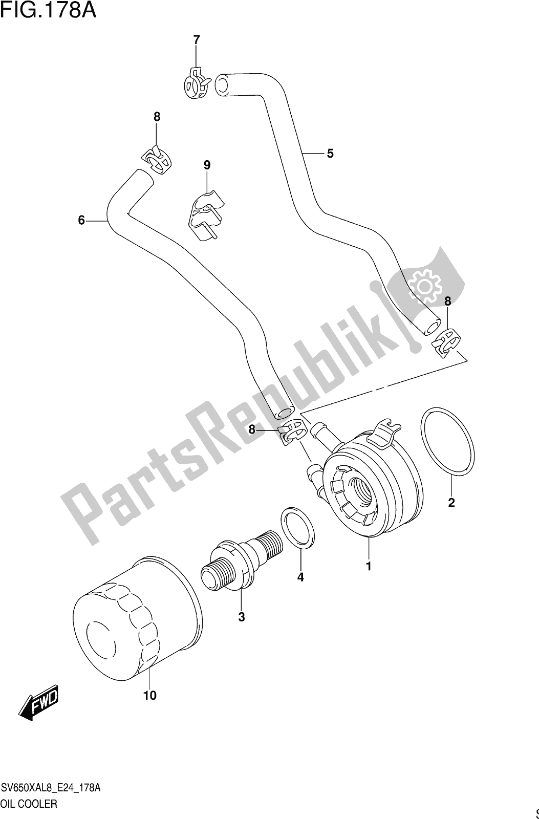 Tutte le parti per il Fig. 178a Oil Cooler del Suzuki SV 650 XA 2018