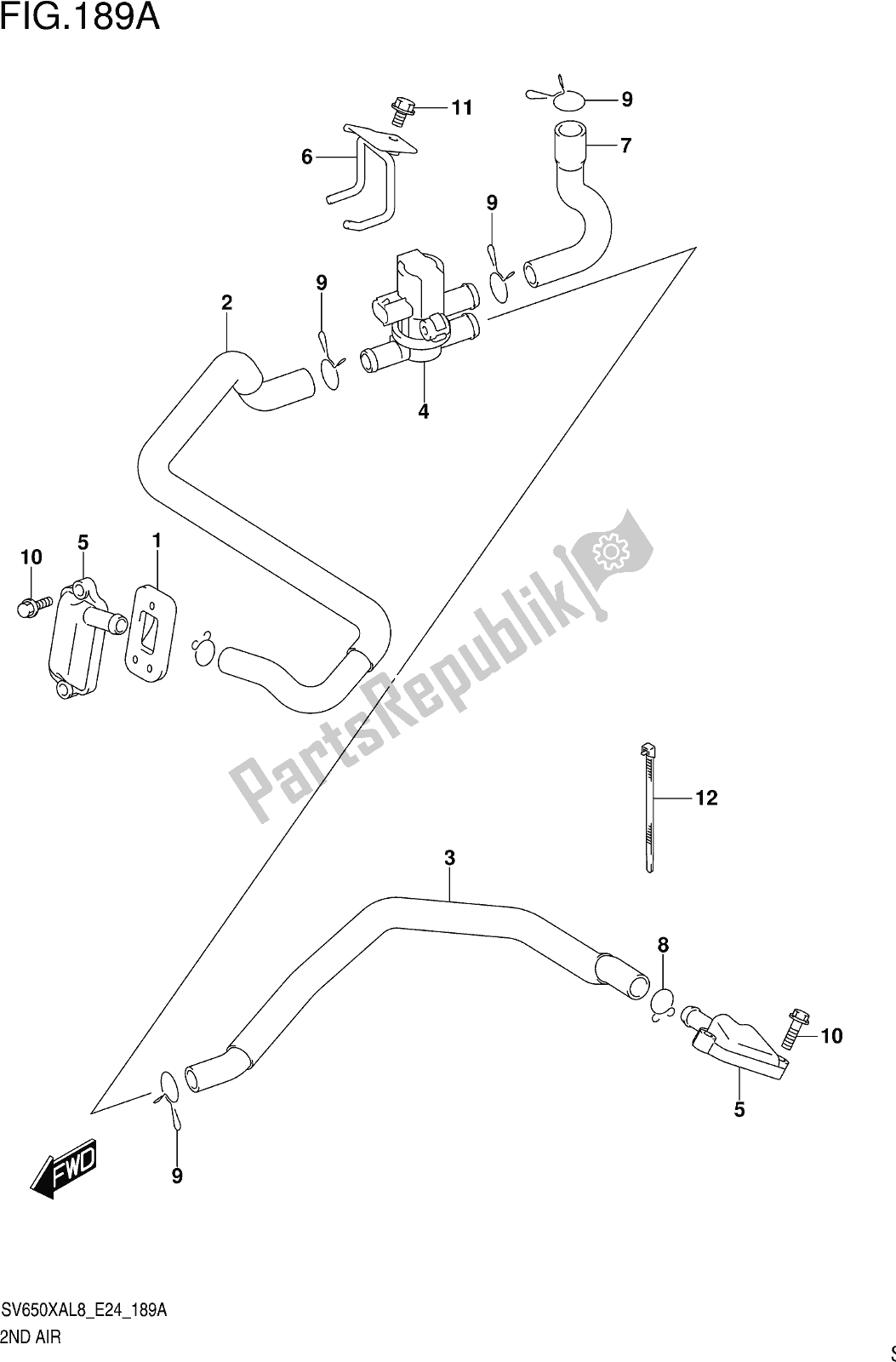 All parts for the Fig. 189a 2nd Air of the Suzuki SV 650 XA 2018