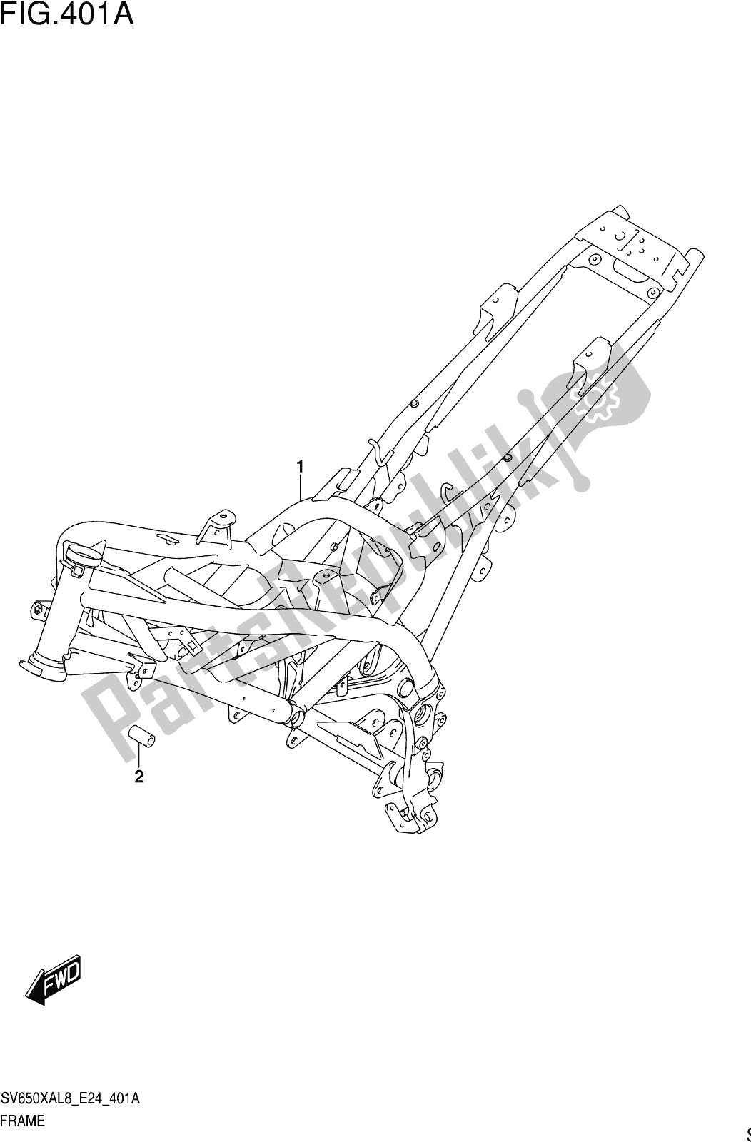 All parts for the Fig. 401a Frame of the Suzuki SV 650 XA 2018