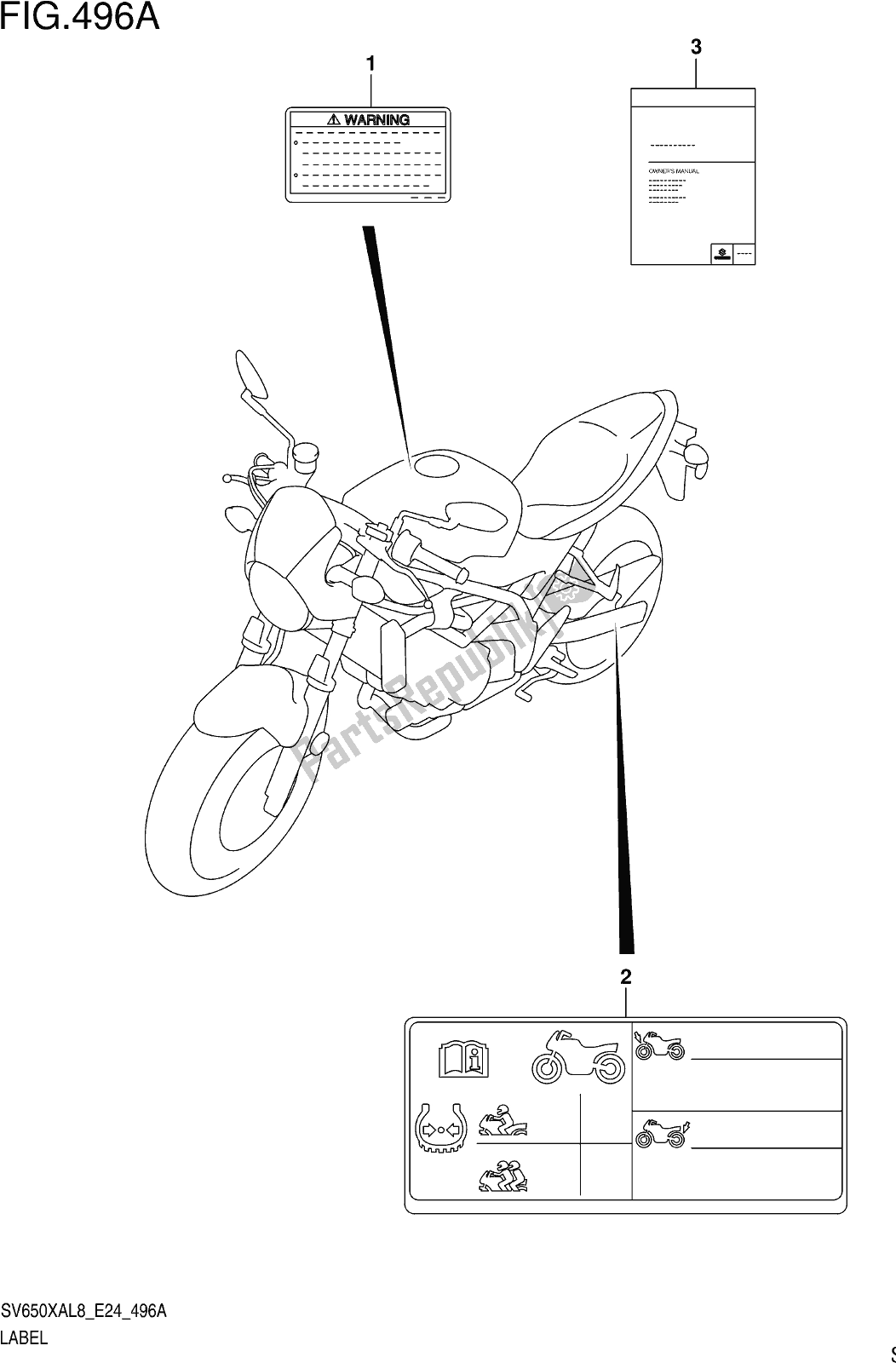 All parts for the Fig. 496a Label of the Suzuki SV 650 XA 2018