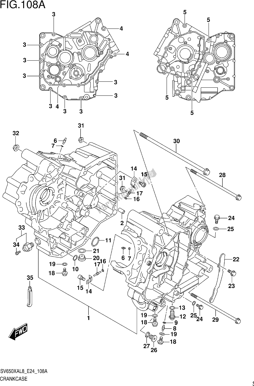 Tutte le parti per il Fig. 108a Crankcase del Suzuki SV 650 XAU 2018