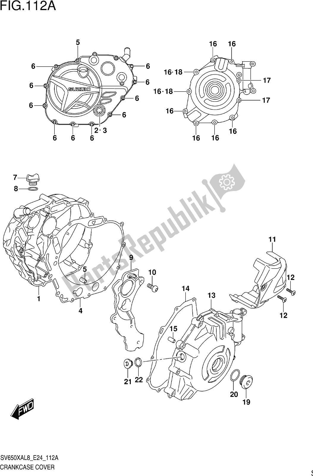 Tutte le parti per il Fig. 112a Crankcase Cover del Suzuki SV 650 XAU 2018