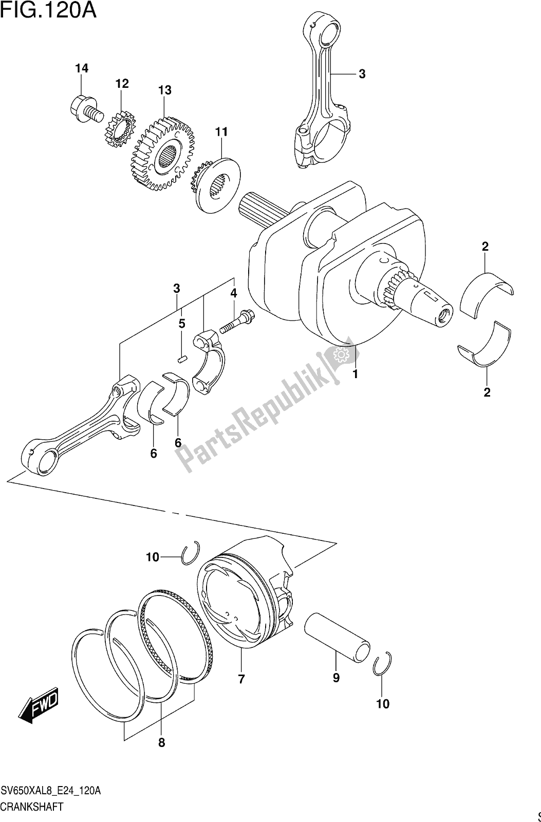 Tutte le parti per il Fig. 120a Crankshaft del Suzuki SV 650 XAU 2018