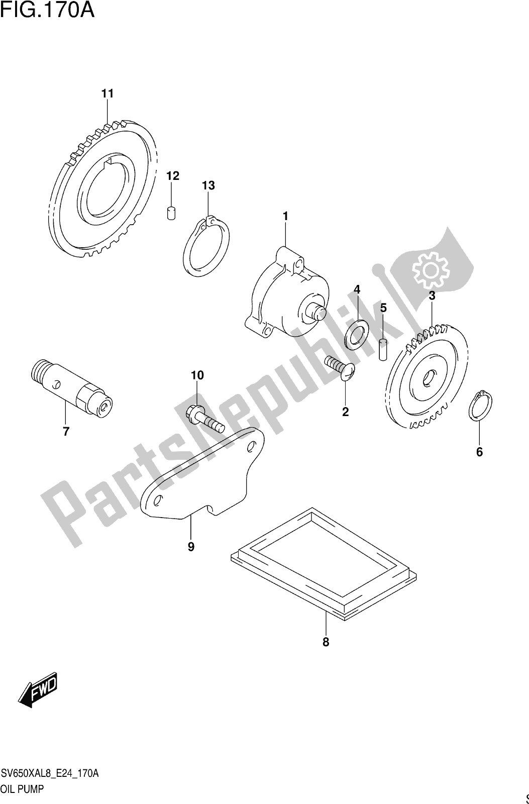 Tutte le parti per il Fig. 170a Oil Pump del Suzuki SV 650 XAU 2018