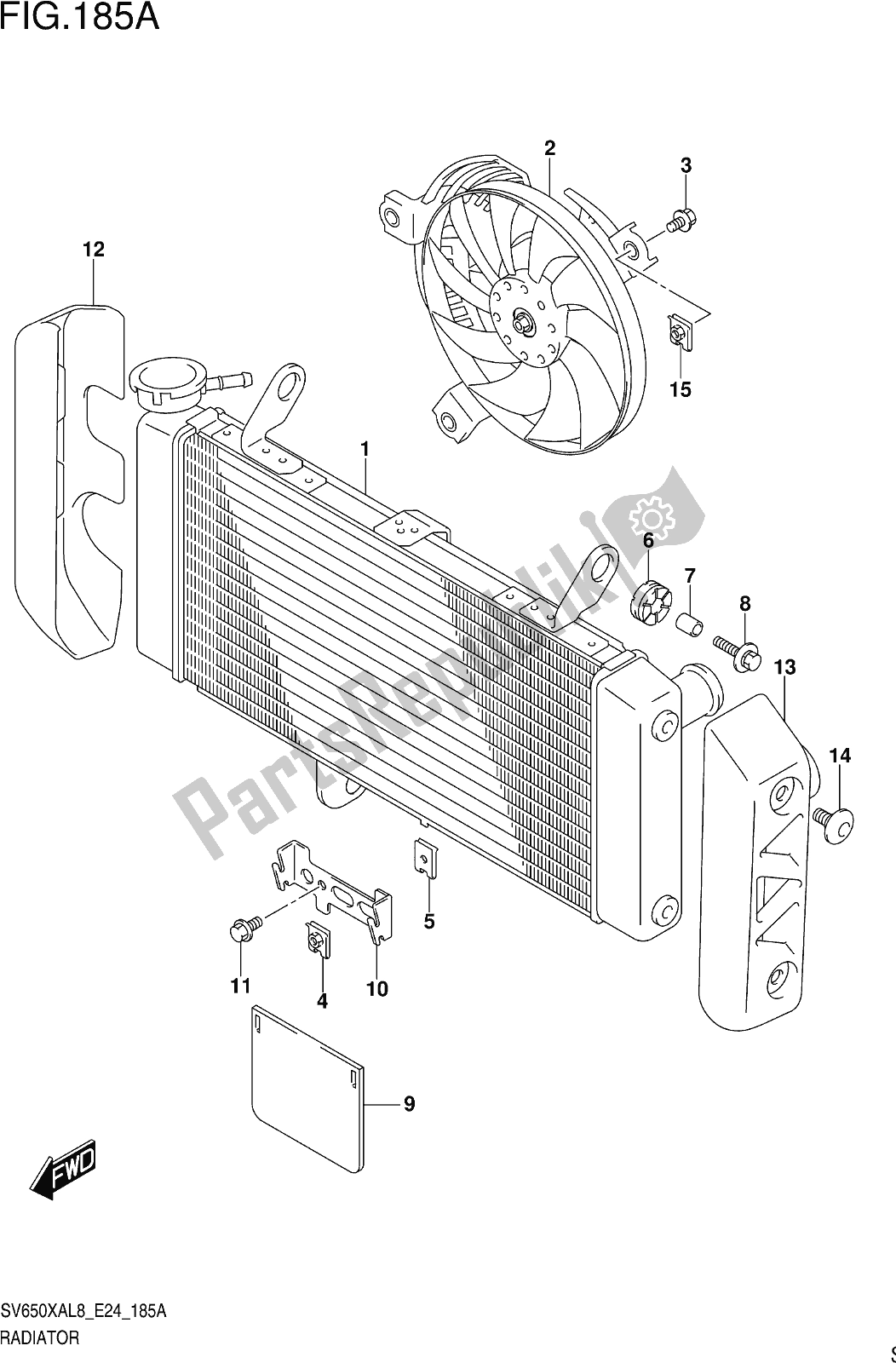 Toutes les pièces pour le Fig. 185a Radiator du Suzuki SV 650 XAU 2018