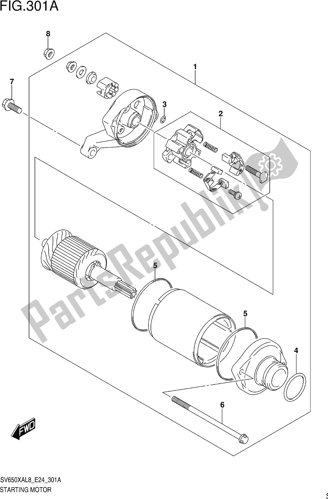 Tutte le parti per il Fig. 301a Starting Motor del Suzuki SV 650 XAU 2018