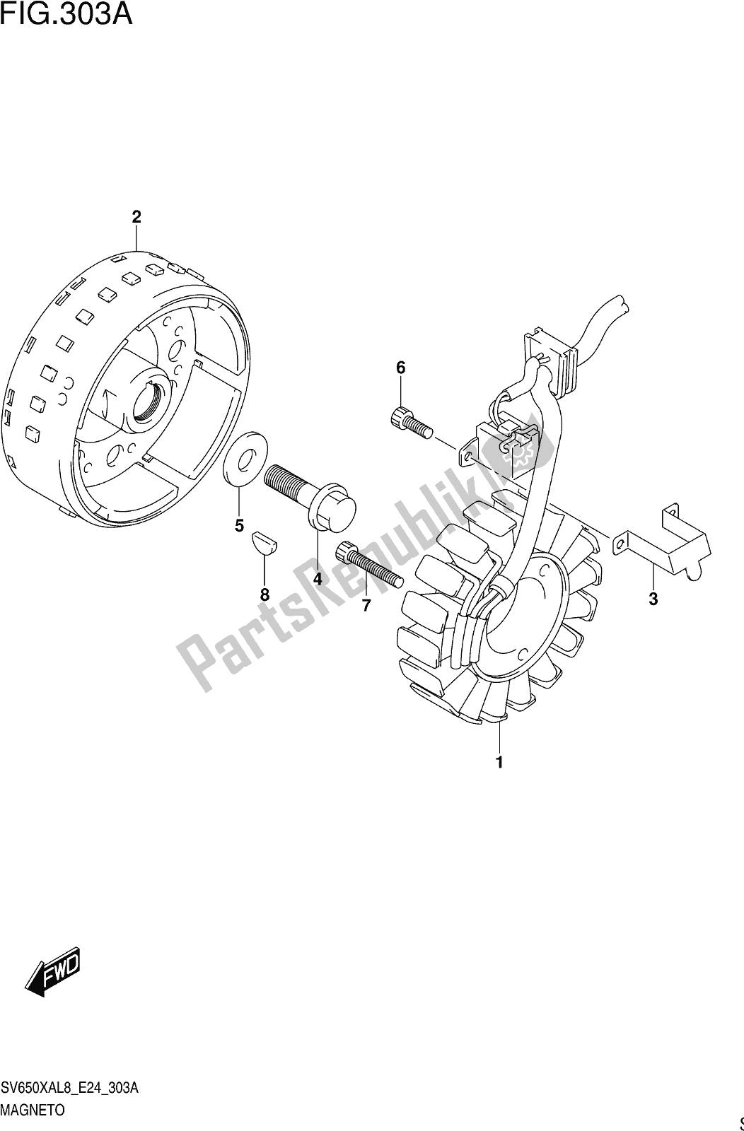 All parts for the Fig. 303a Magneto of the Suzuki SV 650 XAU 2018