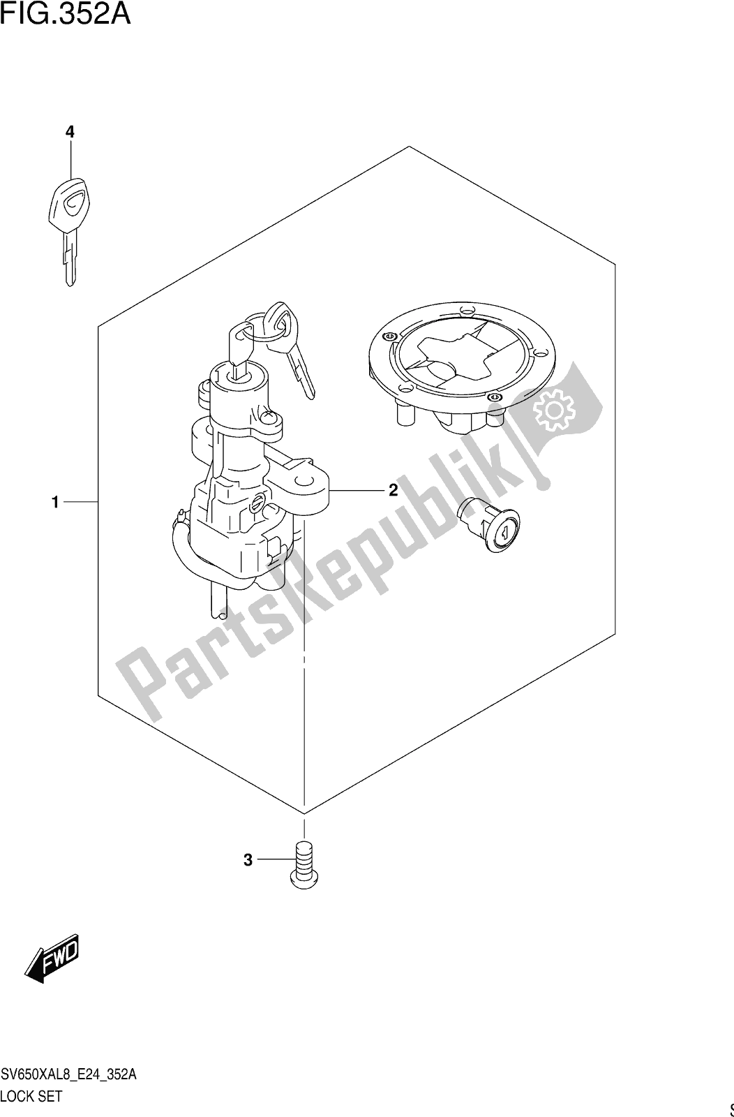 Tutte le parti per il Fig. 352a Lock Set del Suzuki SV 650 XAU 2018