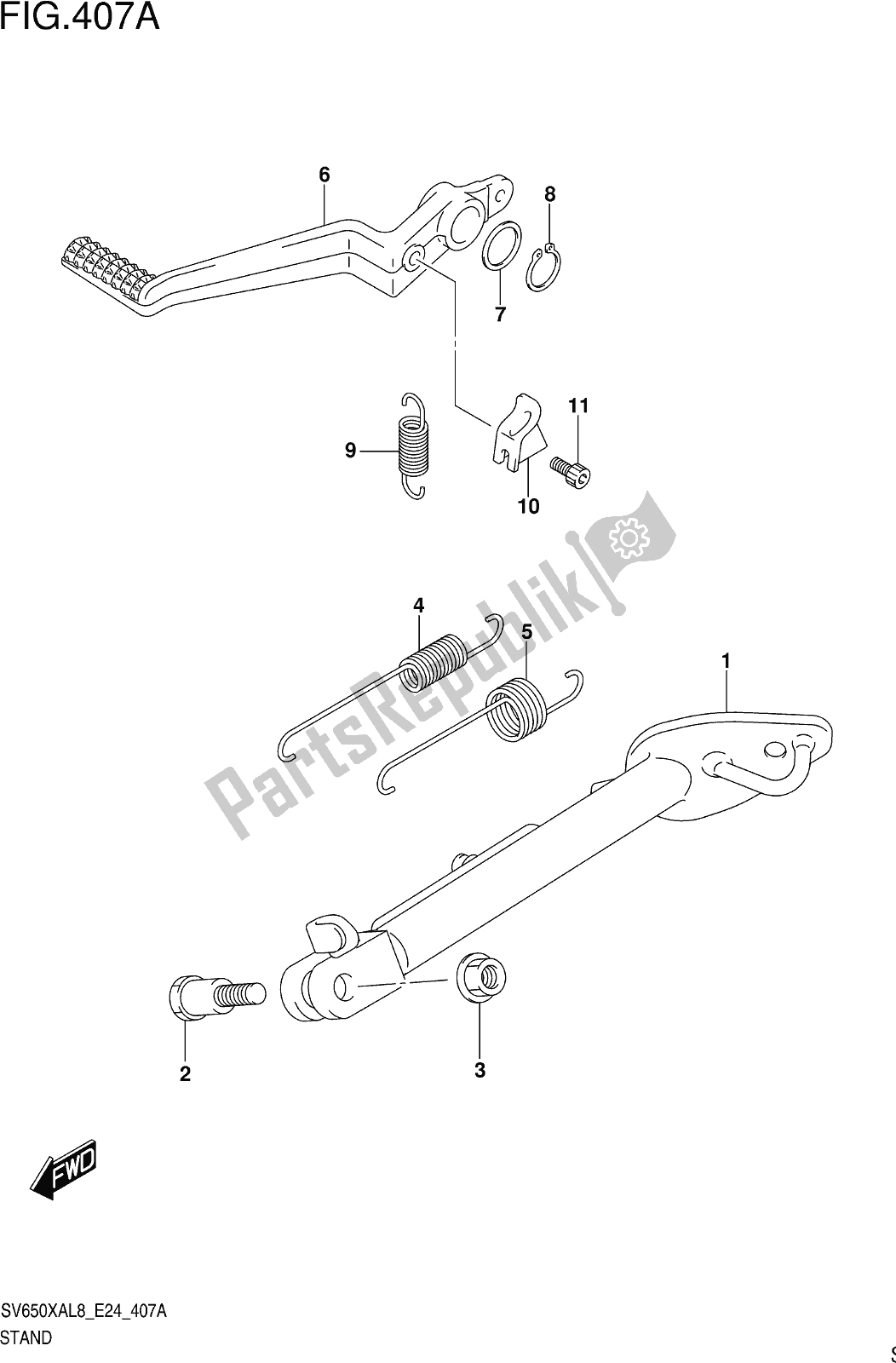 Todas as partes de Fig. 407a Stand do Suzuki SV 650 XAU 2018