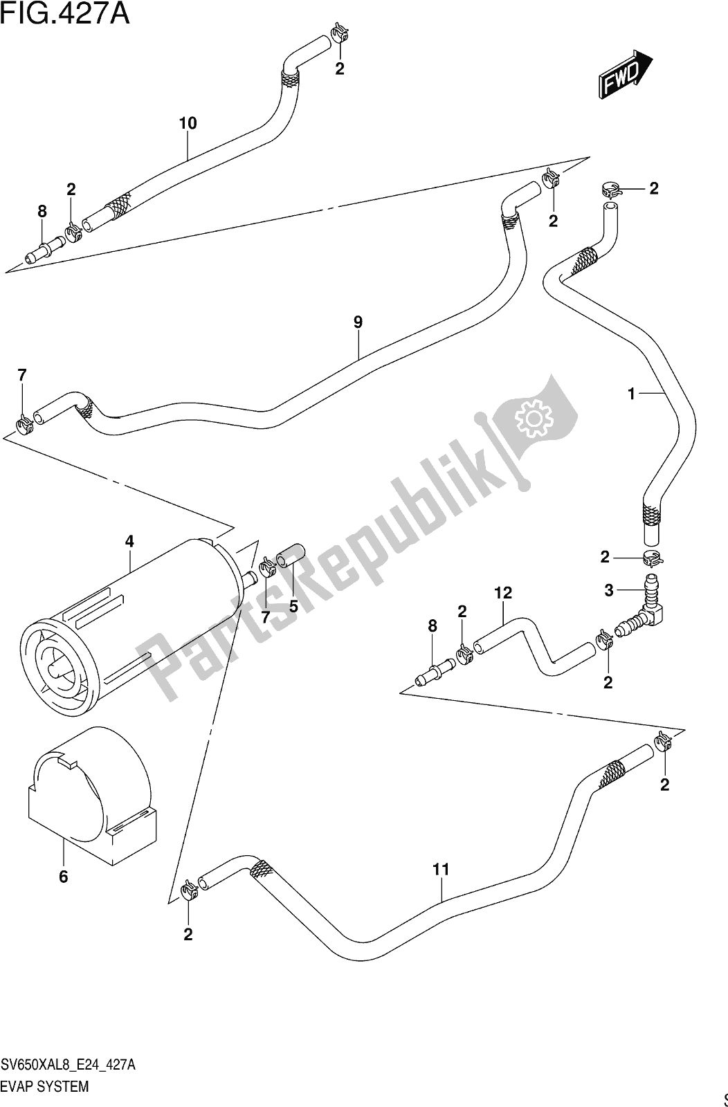 All parts for the Fig. 427a Evap System of the Suzuki SV 650 XAU 2018