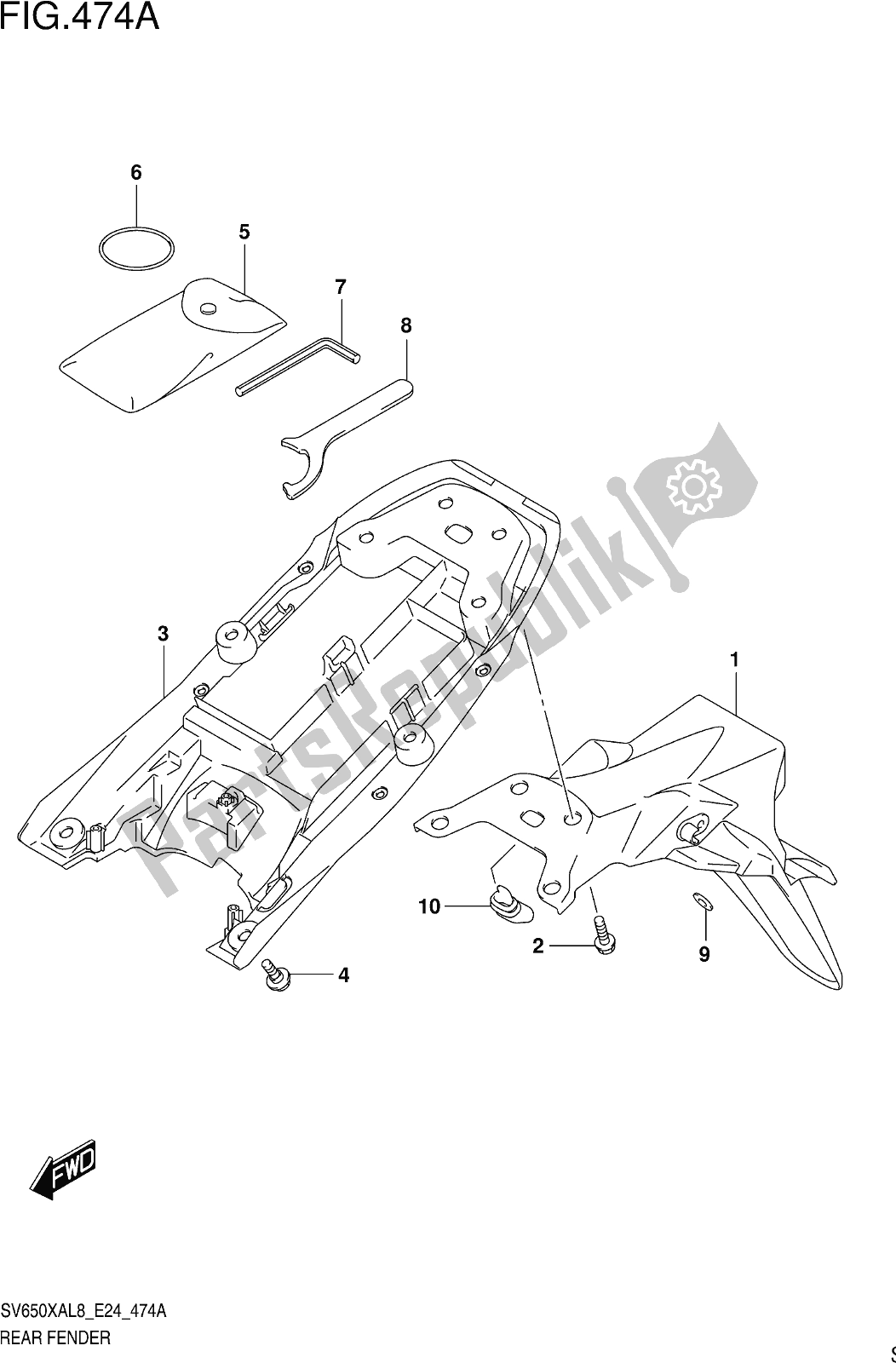 Tutte le parti per il Fig. 474a Rear Fender del Suzuki SV 650 XAU 2018