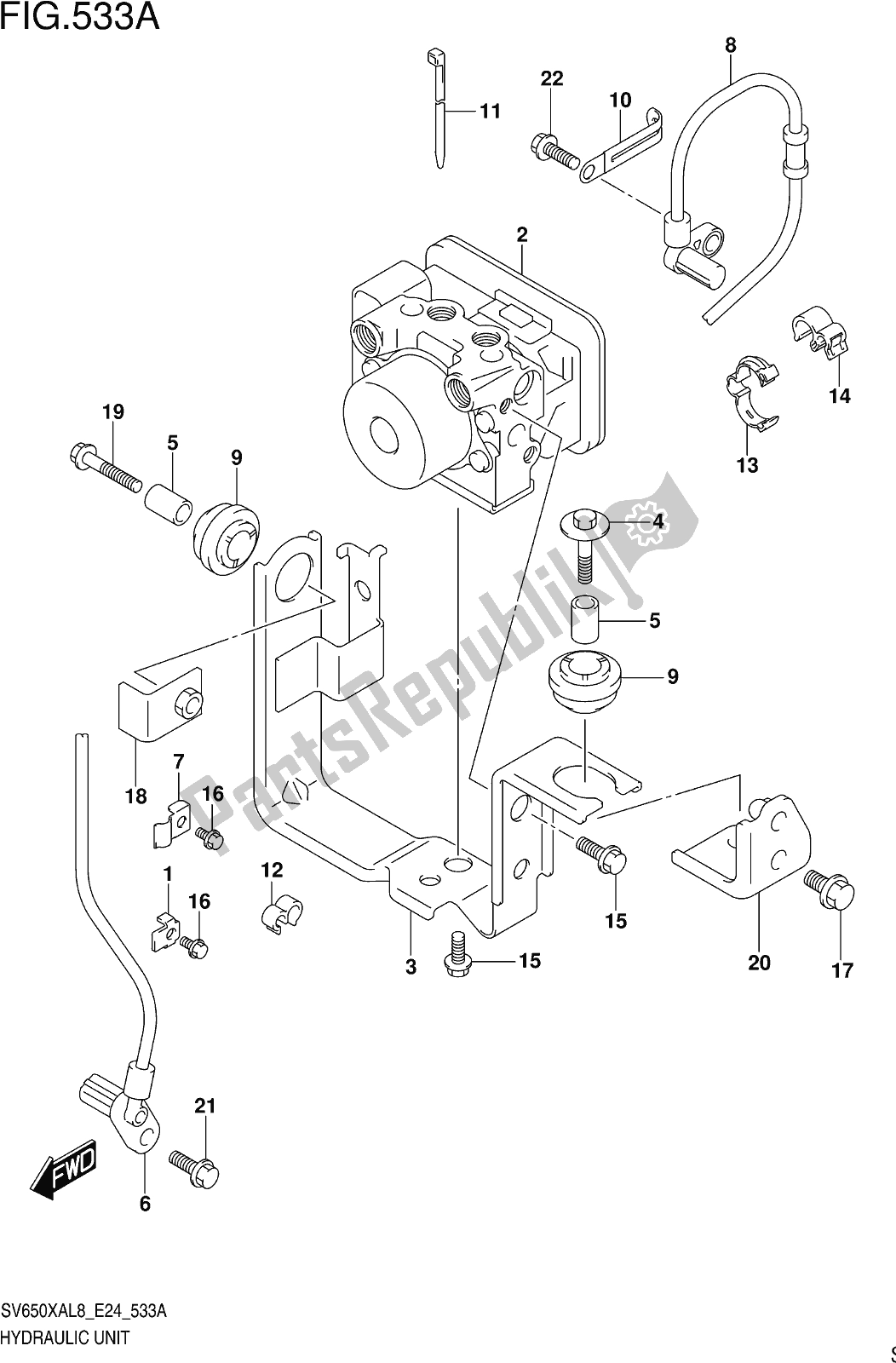 Tutte le parti per il Fig. 533a Hydraulic Unit del Suzuki SV 650 XAU 2018