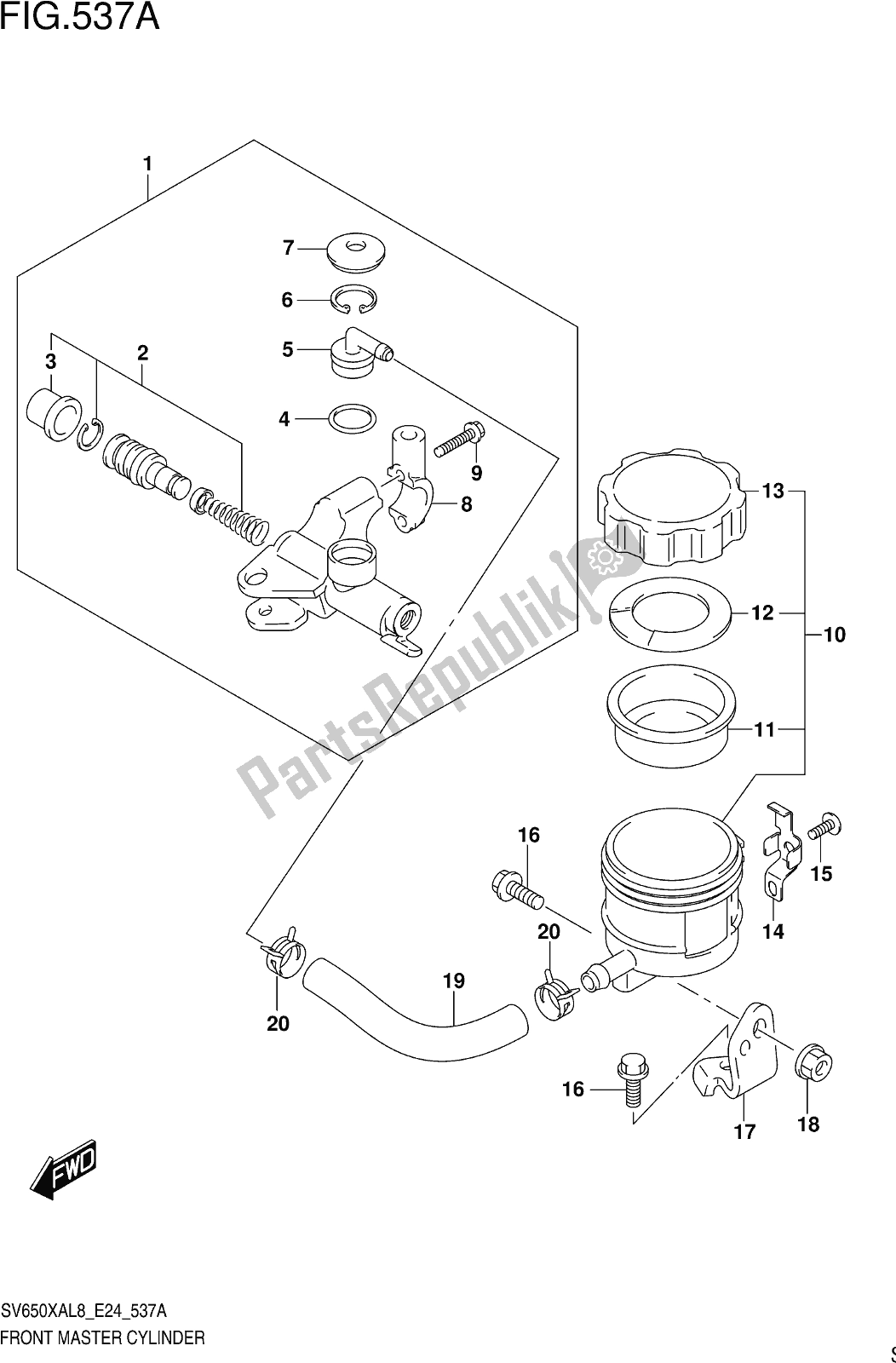 Toutes les pièces pour le Fig. 537a Front Master Cylinder du Suzuki SV 650 XAU 2018