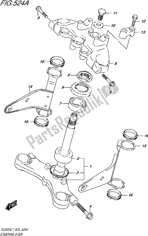 All parts for the Steering Stem of the Suzuki TU 250X 2017