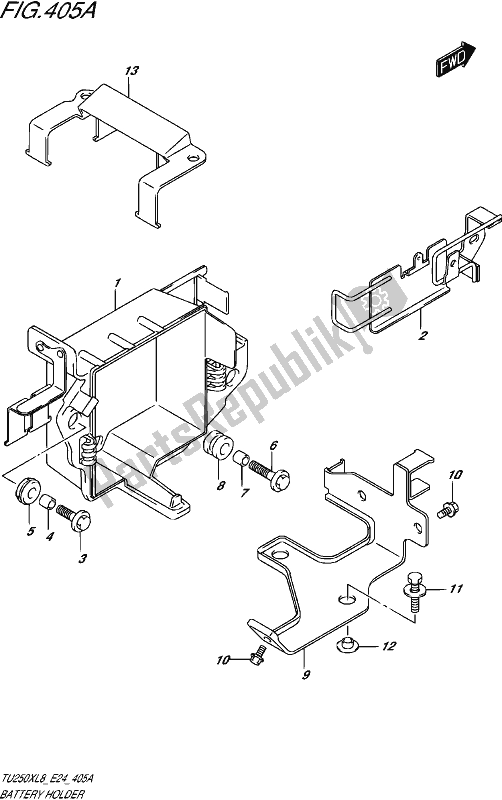 All parts for the Battery Holder of the Suzuki TU 250X 2018