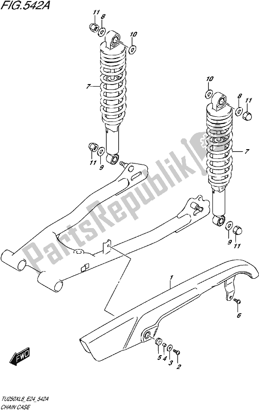 All parts for the Chain Case of the Suzuki TU 250X 2018