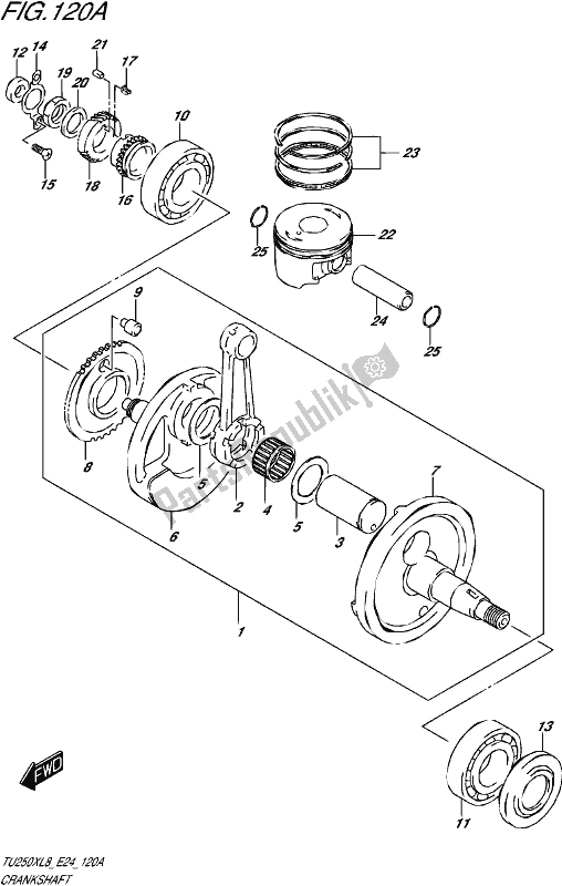 All parts for the Crankshaft of the Suzuki TU 250X 2018