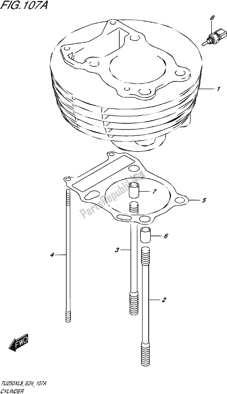 All parts for the Cylinder of the Suzuki TU 250X 2018