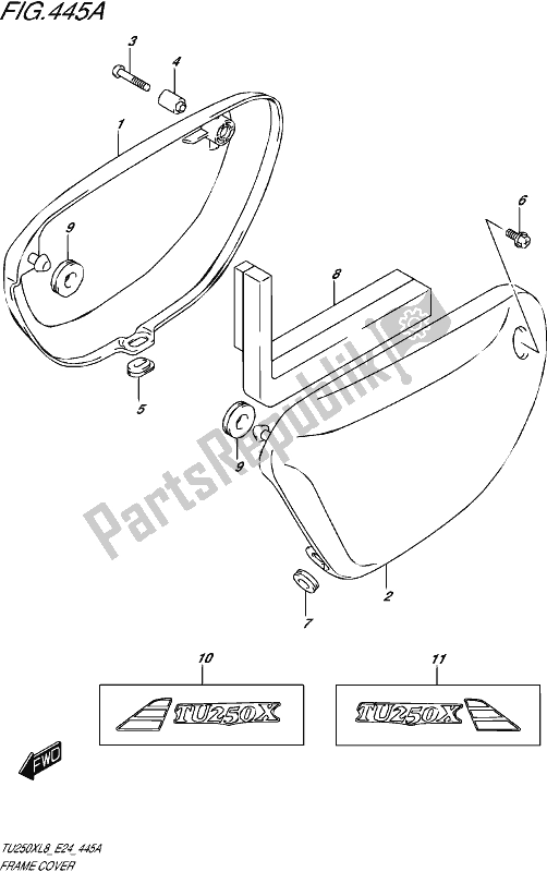 All parts for the Frame Cover of the Suzuki TU 250X 2018