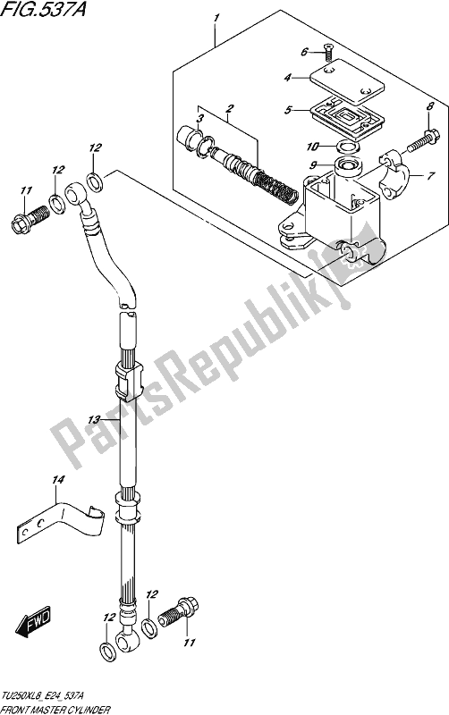 All parts for the Front Master Cylinder of the Suzuki TU 250X 2018