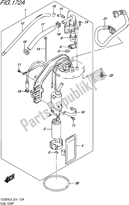 All parts for the Fuel Pump of the Suzuki TU 250X 2018