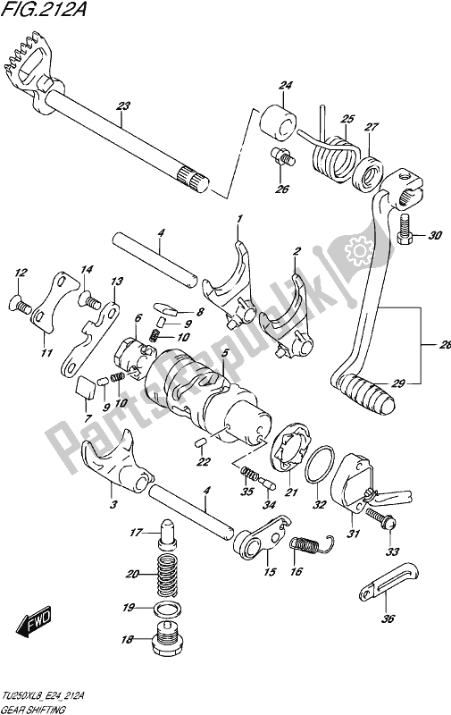 All parts for the Gear Shifting of the Suzuki TU 250X 2018