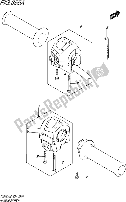 All parts for the Handle Switch of the Suzuki TU 250X 2018