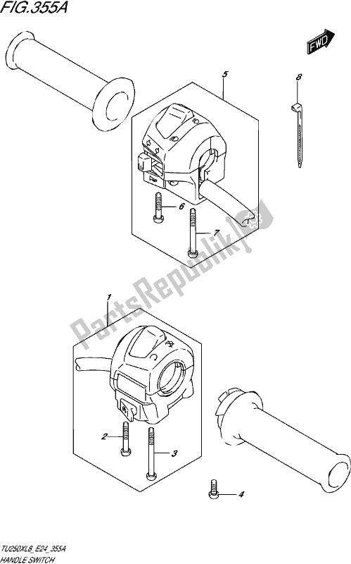 All parts for the Handle Switch of the Suzuki TU 250X 2018