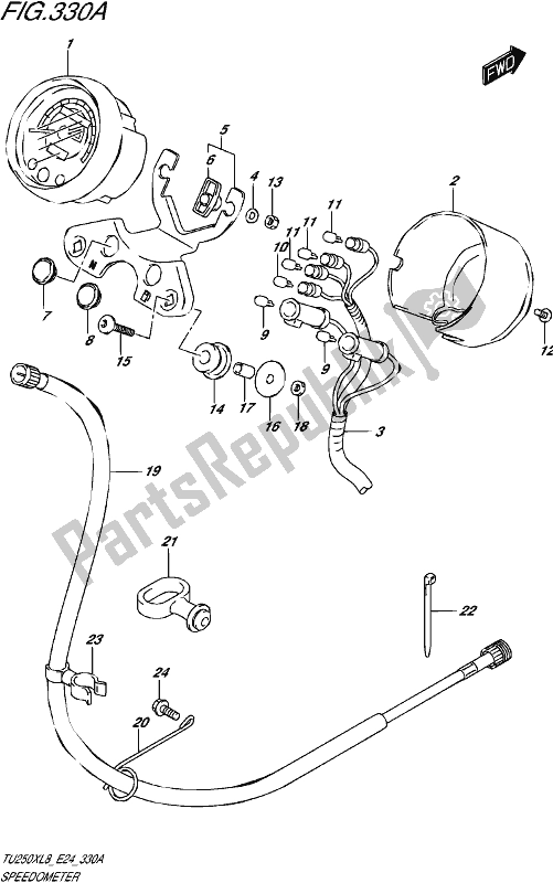 All parts for the Speedometer of the Suzuki TU 250X 2018