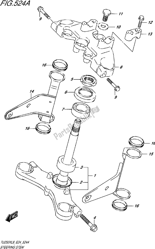 All parts for the Steering Stem of the Suzuki TU 250X 2018