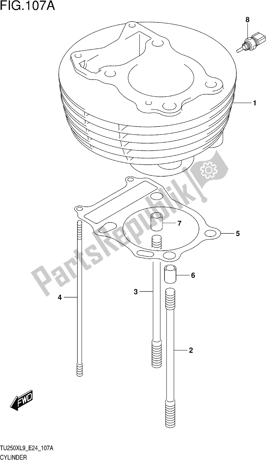 Todas as partes de Fig. 107a Cylinder do Suzuki TU 250X 2019