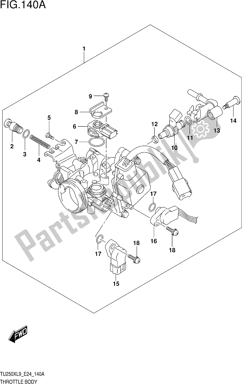 Tutte le parti per il Fig. 140a Throttle Body del Suzuki TU 250X 2019