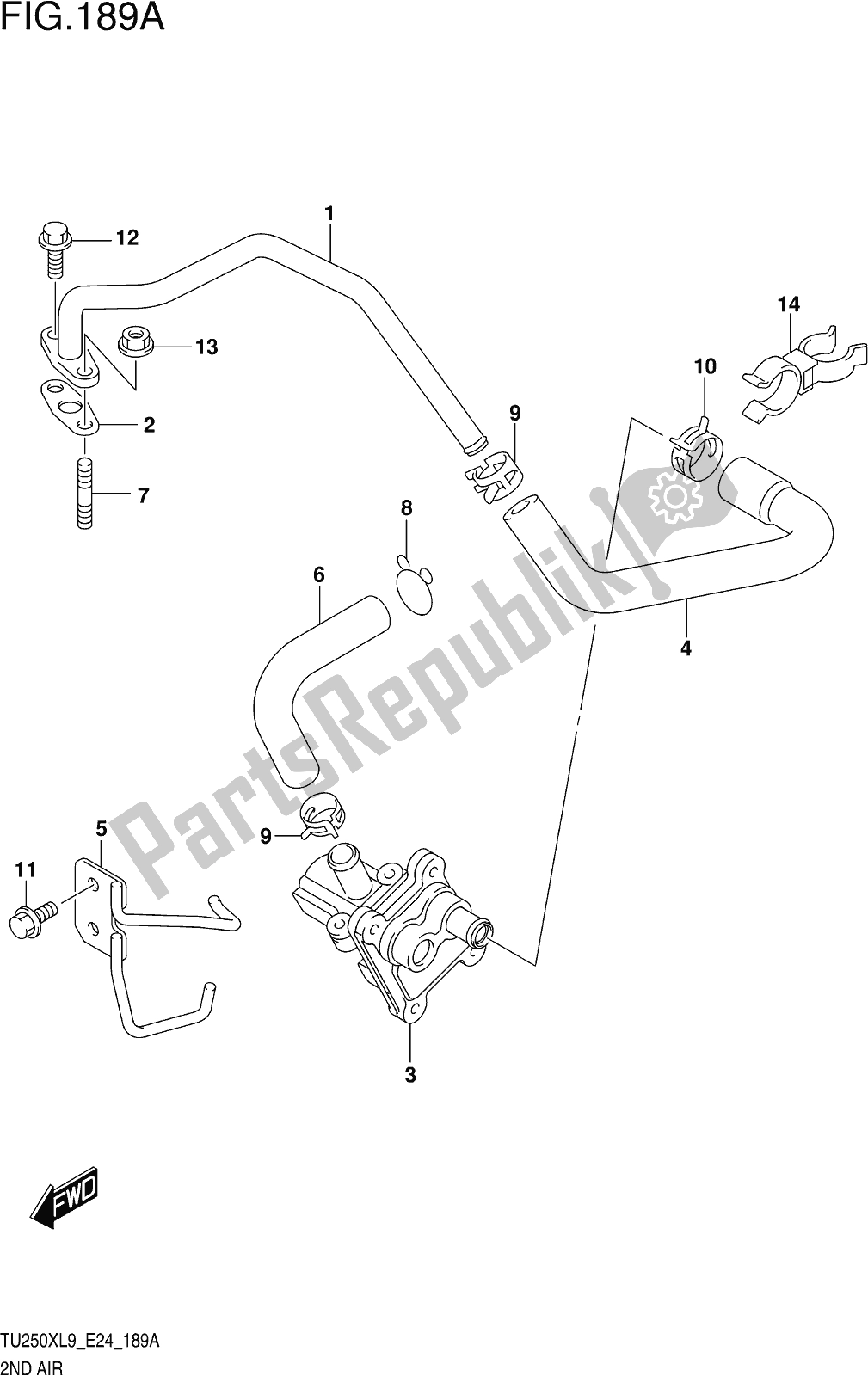 Alle onderdelen voor de Fig. 189a 2nd Air van de Suzuki TU 250X 2019