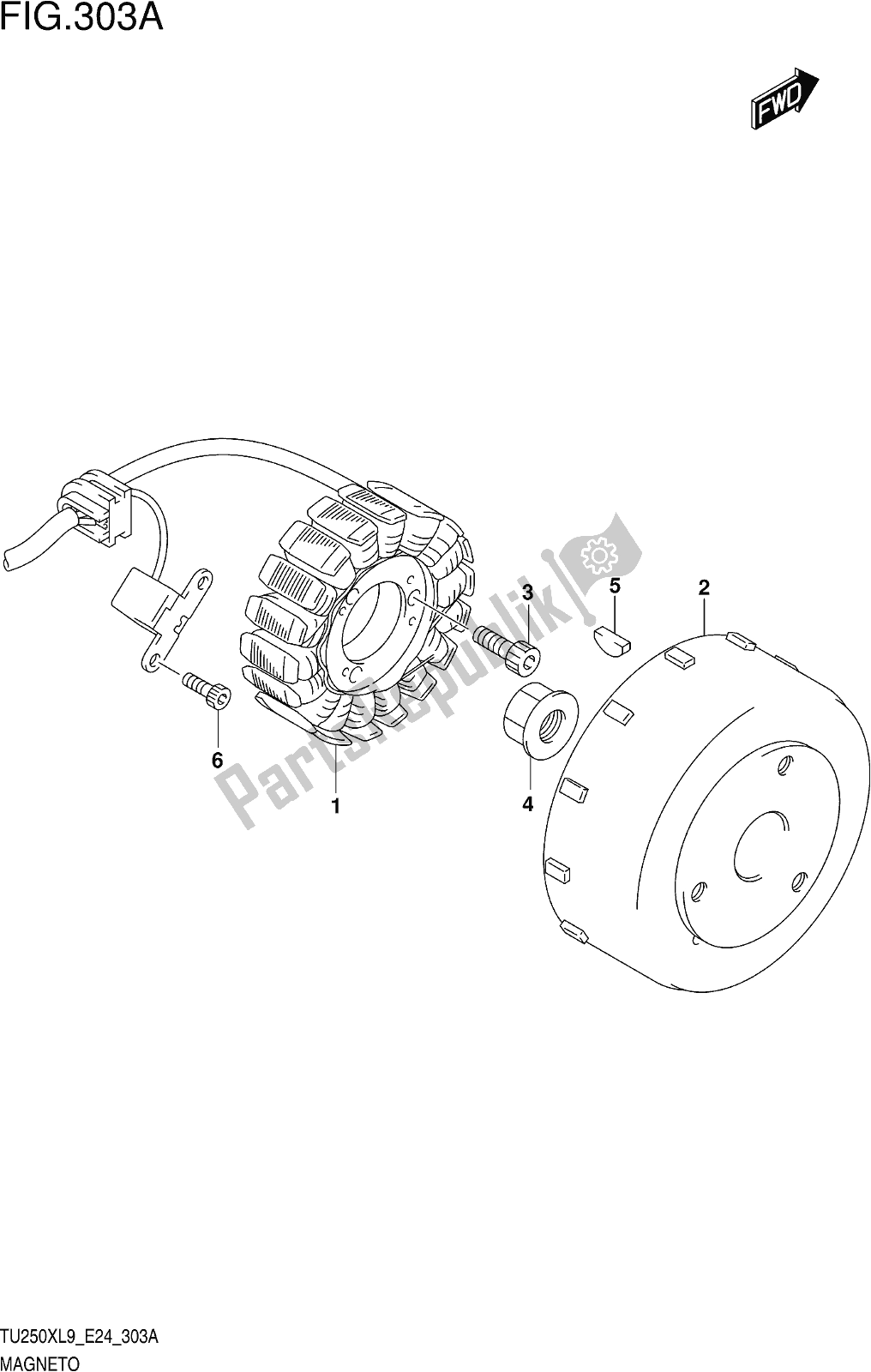 Todas as partes de Fig. 303a Magneto do Suzuki TU 250X 2019