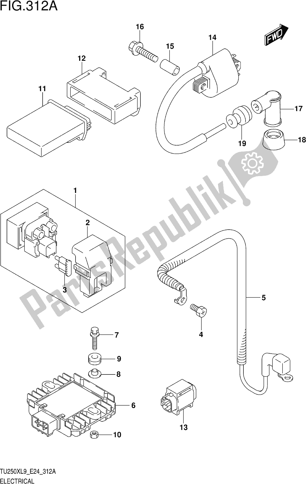 Tutte le parti per il Fig. 312a Electrical del Suzuki TU 250X 2019