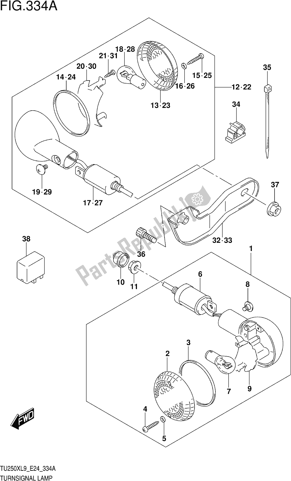 Wszystkie części do Fig. 334a Turnsignal Lamp Suzuki TU 250X 2019