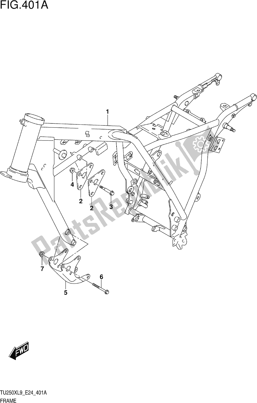 Alle onderdelen voor de Fig. 401a Frame van de Suzuki TU 250X 2019