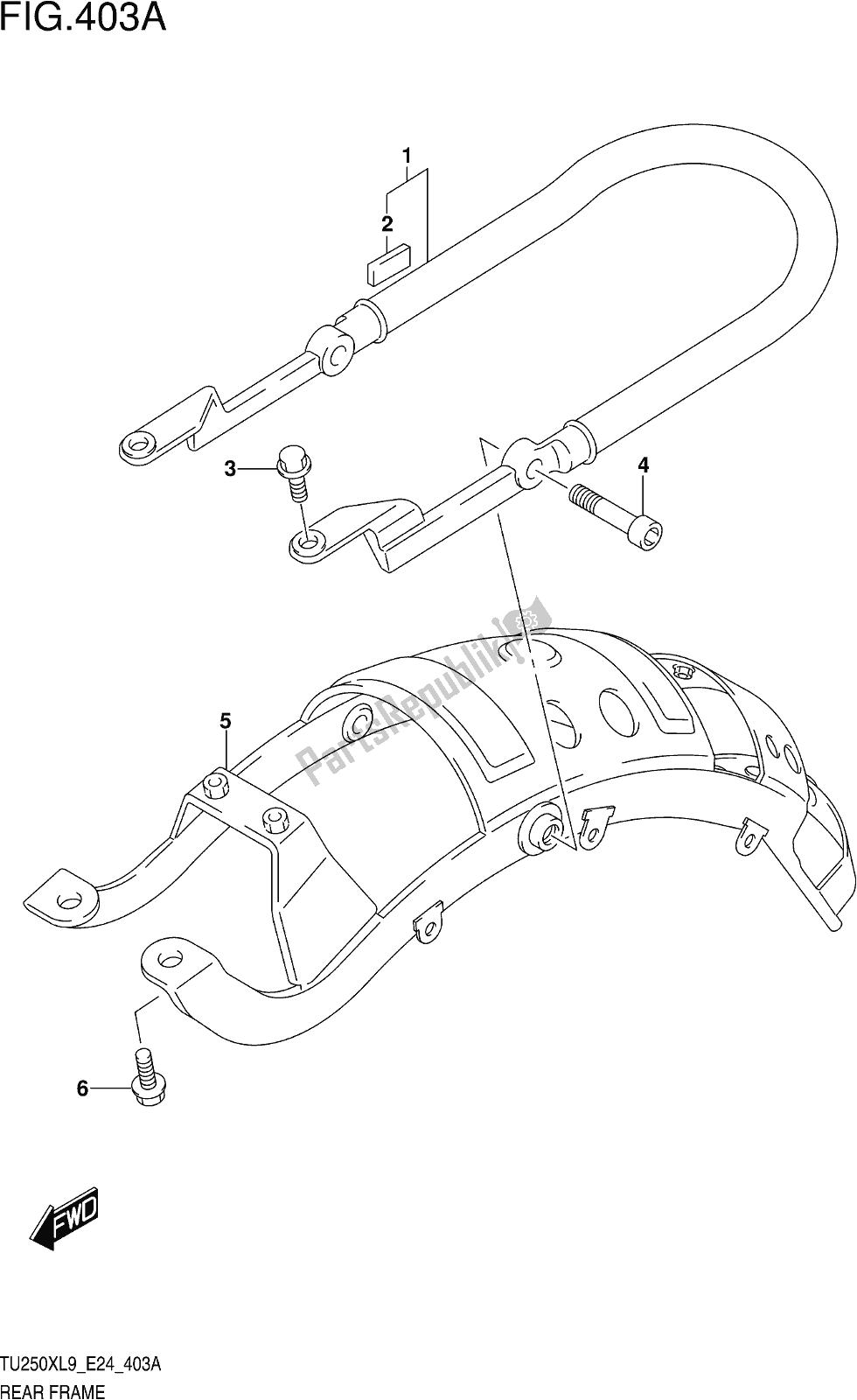 Alle onderdelen voor de Fig. 403a Rear Frame van de Suzuki TU 250X 2019